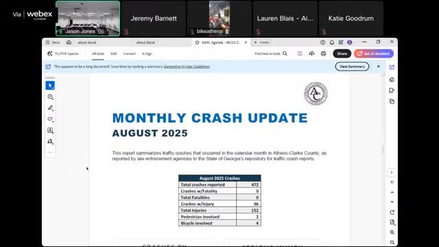 Crash report shows summer lull ended; staff previews Vision Zero safety action plan and near‑miss camera pilot