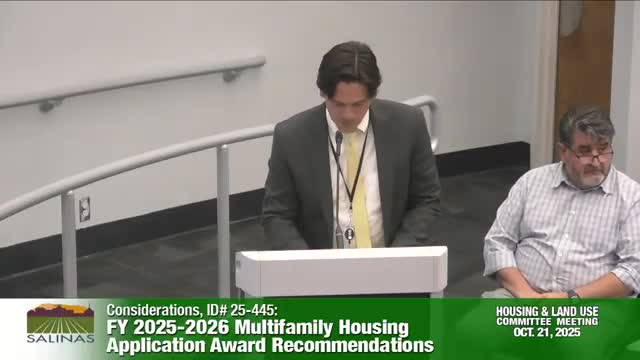 Committee preliminarily awards $8.46 million for four Salinas affordable‑housing projects; one councilor votes no