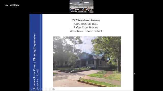 Historic district commission approves cross‑bracing at Woodlawn Avenue house