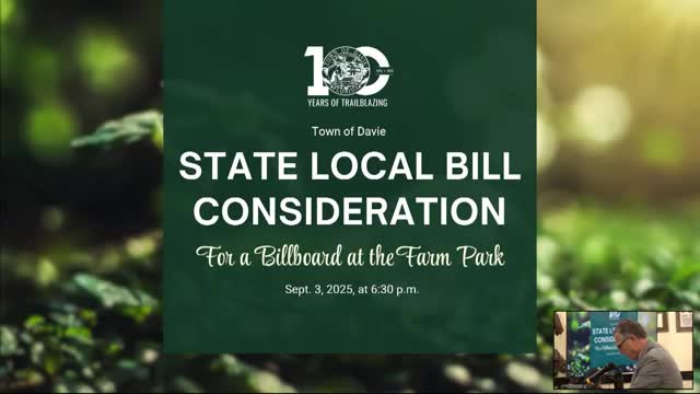 Davie staff proposes digital billboard at Farm Park; would require local bill and public outreach