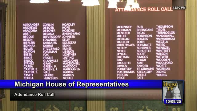 Michigan House convenes but adjourns for lack of quorum; oversight subcommittee meeting set for Oct. 14