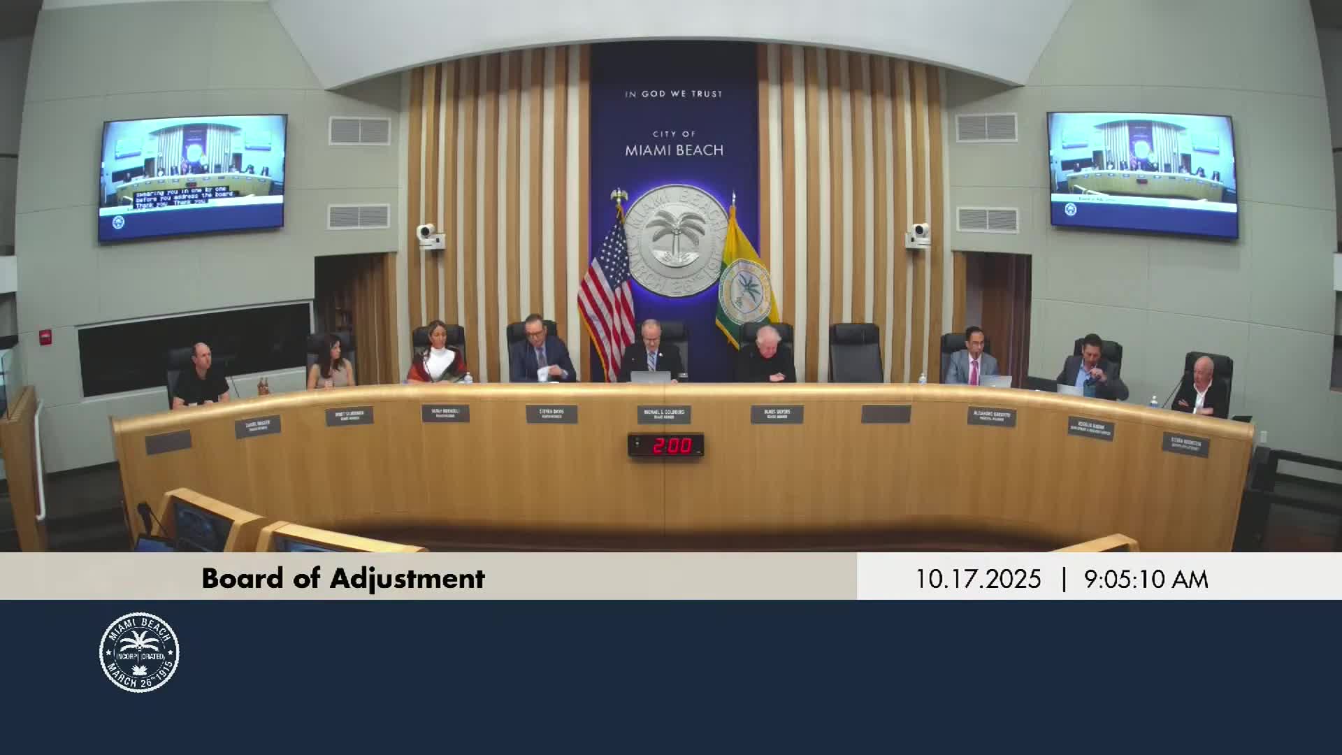 Votes at a glance: Miami Beach Board of Adjustment, Oct. 17 — minutes approved; multiple continuances set