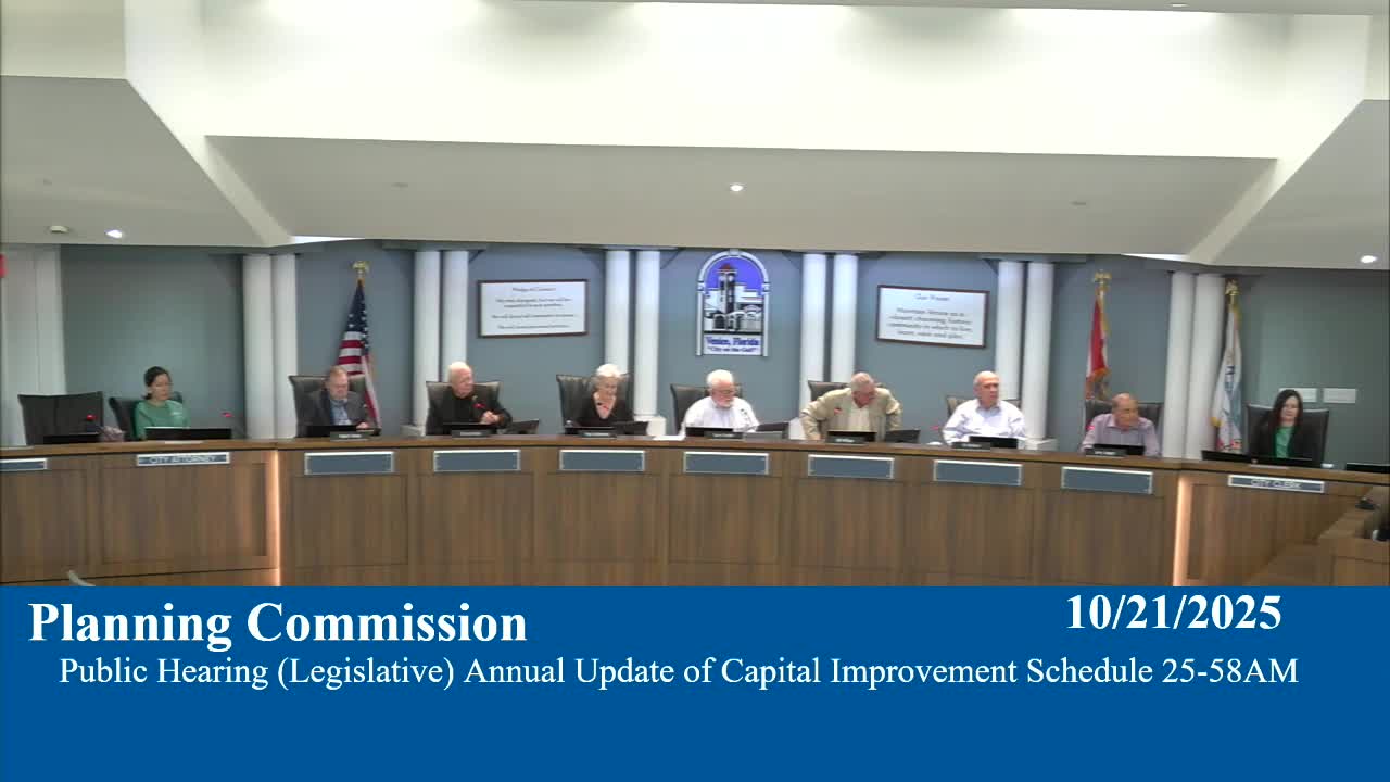 Planning commission recommends approval of annual capital improvement schedule update; parks master plan and Laurel Road traffic topics draw extended comment
