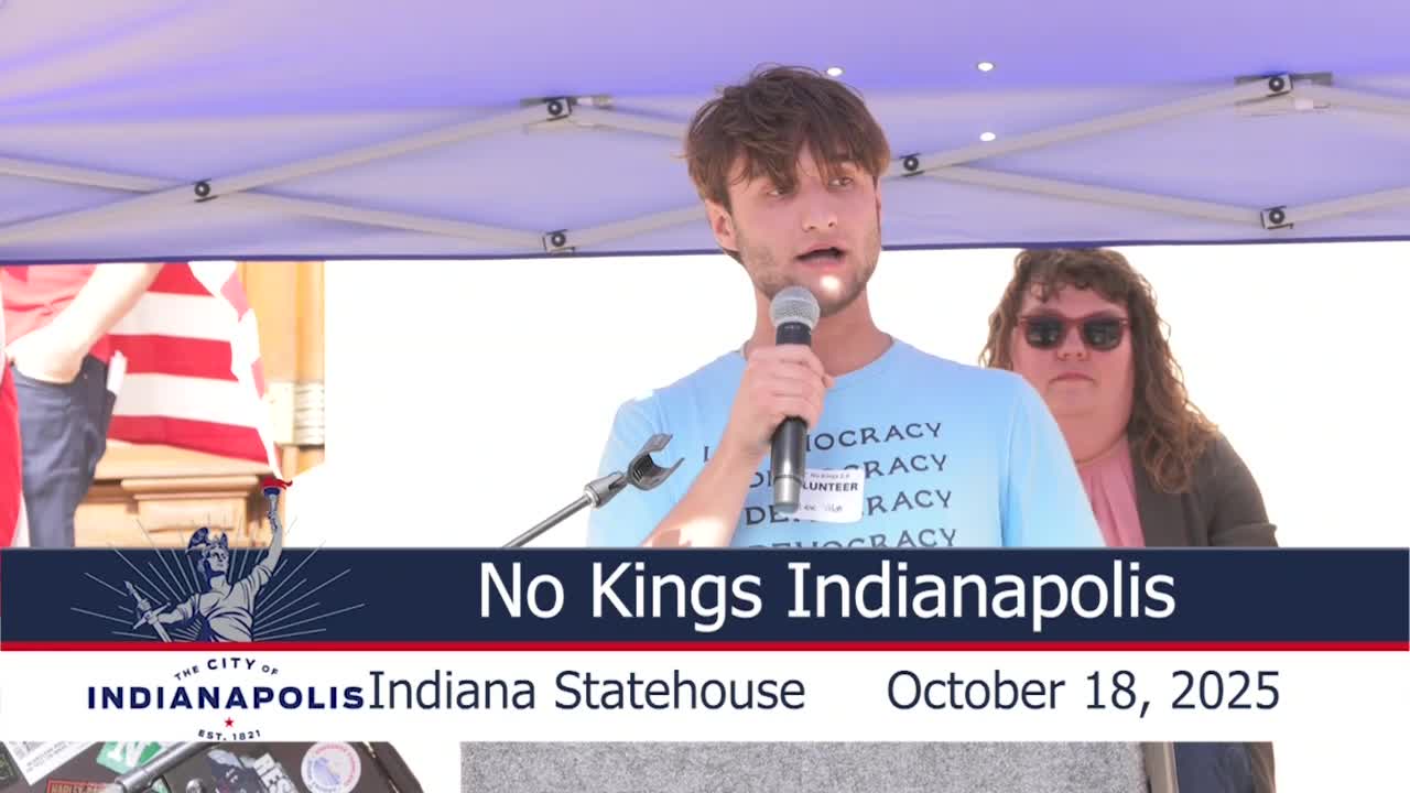 Speaker Suzanne Swartz says Ball State termination chills free speech at Statehouse rally