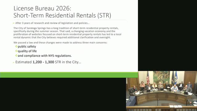 Saratoga Springs finance presentation flags sharp cost increases, proposes short-term rental revenue and fee changes