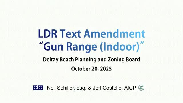 Planning board forwards proposed LDR amendment to allow indoor gun ranges as conditional uses in Wallace Drive overlay, agrees to further vet noise and distance