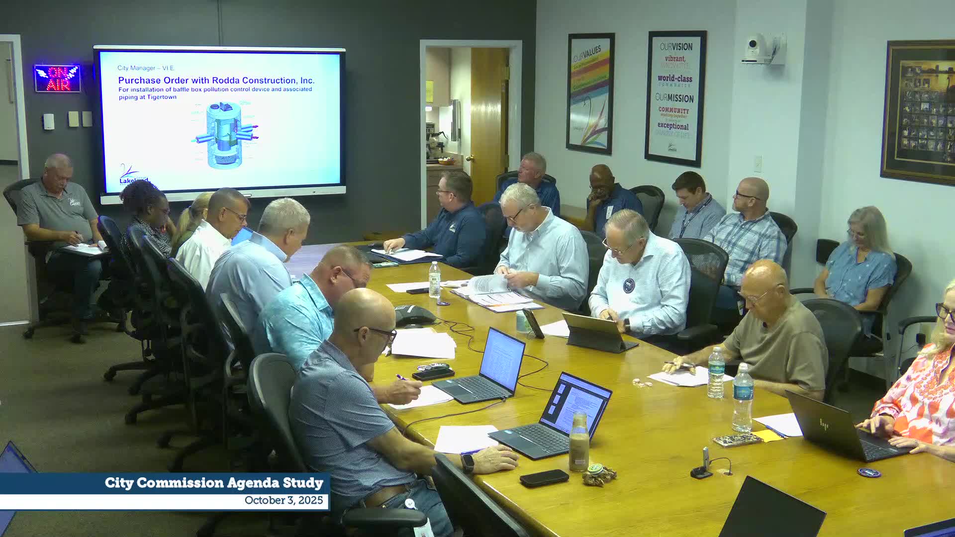 City to contract for stormwater pollution control box at Joker Marchant site; Tigers stadium academy GMP reviewed