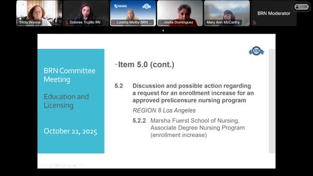 Committee defers Marsha First nursing enrollment increase after questioning attrition and site documentation