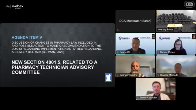 Committee outlines plan for pharmacy technician advisory committee under AB 1503