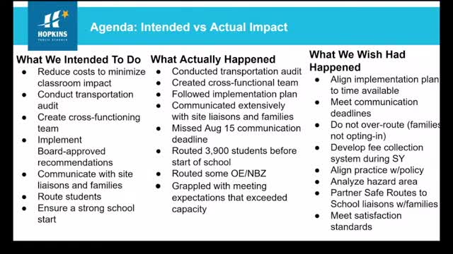 Hopkins board hears transportation audit follow-up after summer rerouting created service gaps