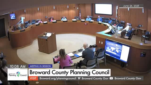 Broward County Planning Council approves public‑hearing items; Plantation amendment moves forward with member recusal