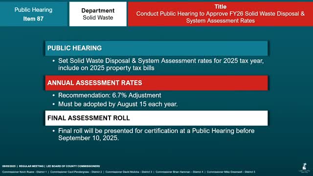 Lee County approves split increase to solid waste assessment after debate over $6.8M shortfall