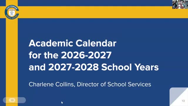 Cheltenham district presents draft 2026–27 and 2027–28 academic calendars