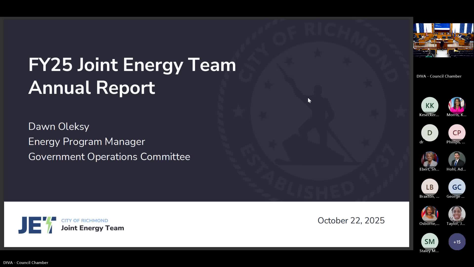 Richmond’s Joint Energy Team cites cost savings, first city-owned solar site and ULI net‑zero cohort award
