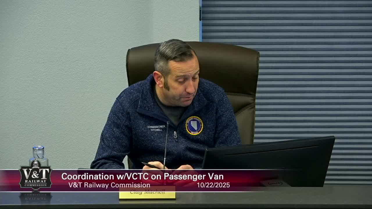 VNT Commission authorizes member to coordinate with Virginia City Tourism Commission on passenger van procurement