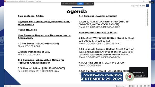 Votes at a glance: Worcester Conservation Commission actions on Sept. 29, 2025