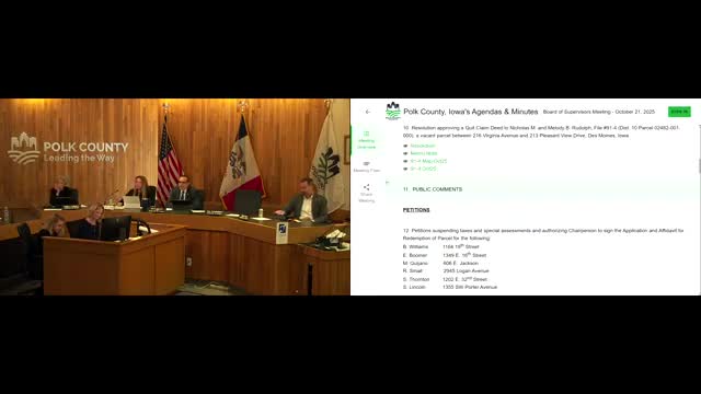 Resident tells Polk County board strip‑venue parking lot violence, lighting and alcohol rules need review