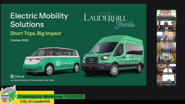 Lauderhill staff and Circuit discuss on‑demand EV microtransit; county surtax seen as primary funding source