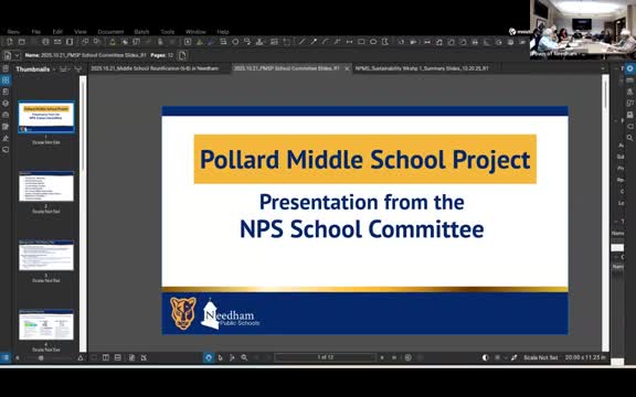 Needham committee advances Pollard middle‑school planning; sustainability workshop highlights geothermal and carbon-reduction options