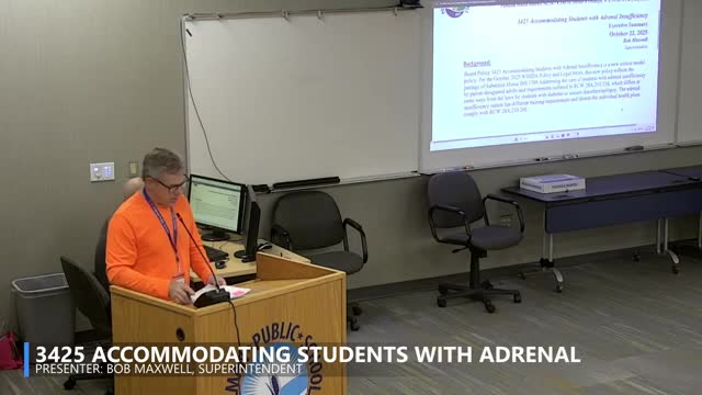 Board reviews required policy to accommodate students with adrenal insufficiency
