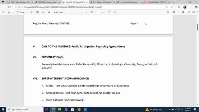Facilities director outlines preventative-maintenance program, FMX work-order use and AED upgrades