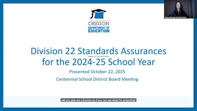 Centennial School Board reviews Division 22 compliance; district out of compliance on written substance-use plan