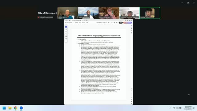 Director reports HUD SAP guidance, staffing updates and caseload figures to Davenport commission