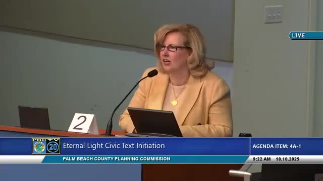 Commission hears initiation request to allow Eternal Light Cemetery expansion and a new Chabad site in Ag Reserve; staff recommended not to initiate