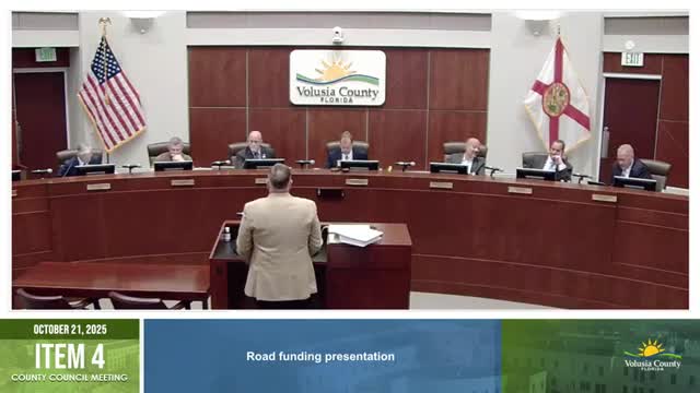 Volusia County Council asks staff to map road‑funding options; considers bonds, millage and grants