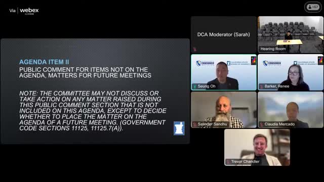 Licensing committee begins implementing AB 1503: advisory panel for technicians, remote work, standard-of-care rollouts