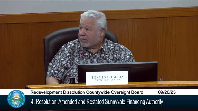 Oversight board amends Sunnyvale Financing Authority JPA to replace successor agency