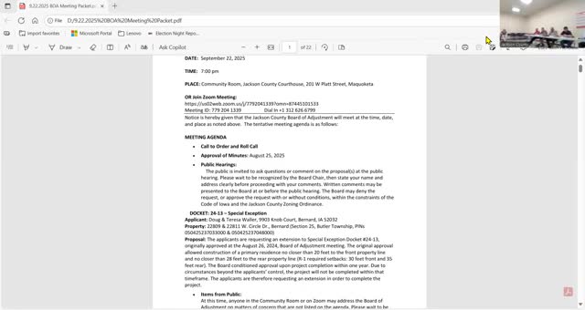Jackson County Board of Adjustment extends Waller setback exception to June 1, 2026