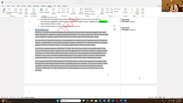 Council seeks clearer rules for public comment, campaign activity and electronic communications
