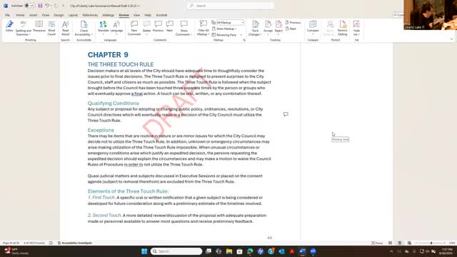 Council preserves three-touch idea, tweaks meeting-extension rule and reorders agenda items