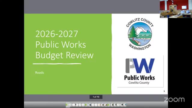 Cowlitz County Public Works outlines roadwork spending plan, chip‑seal program and equipment requests