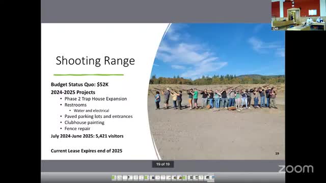 Shooting‑range operations budget unchanged; lease renewal discussions to continue