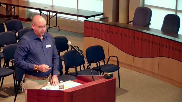 Public works presents preliminary alignment for Highland Village Road reconstruction, shows proposed golf-cart-width trail connections