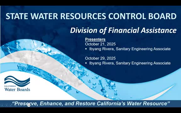 State Water Resources Control Board briefs attendees on SRF loans, drinking water programs, emerging contaminants and technical assistance