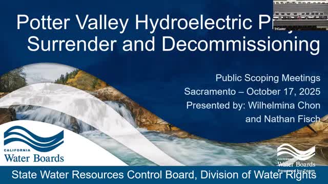 State Water Board opens CEQA scoping for Potter Valley Project; public comments due Nov. 3