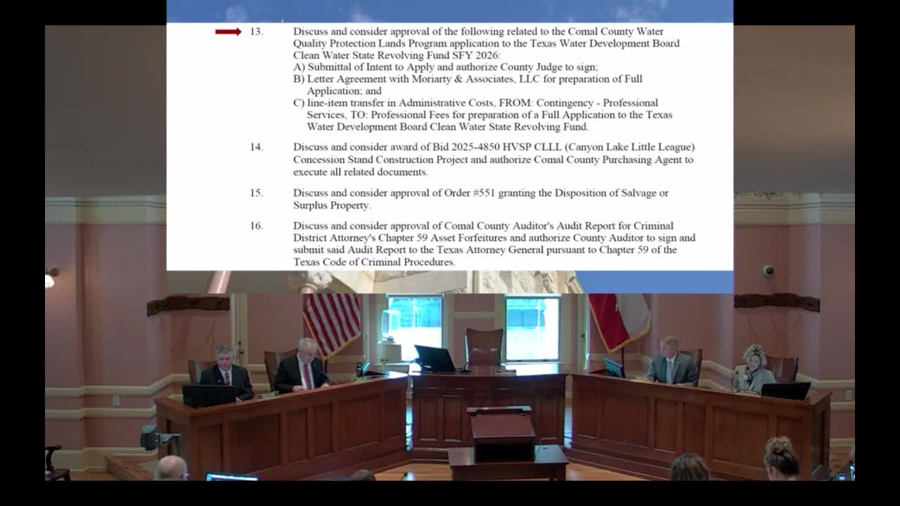 Comal County moves to apply for $30M Clean Water SRF loan to buy and protect recharge-zone lands; public debate highlights benefits and uncertainties