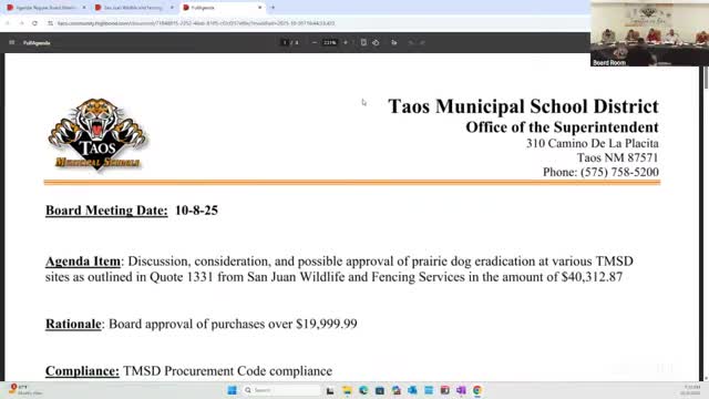 Taos school board approves $40,312.87 contract for prairie dog eradication at district sites