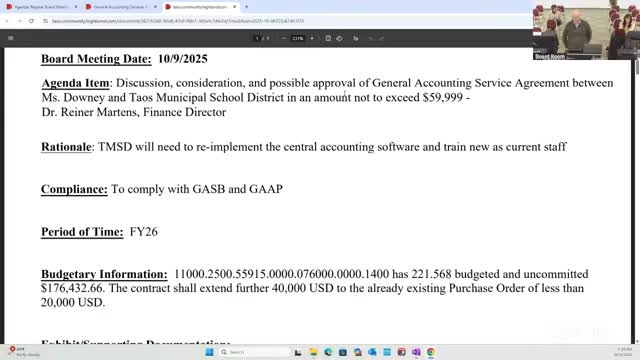 Taos board approves up to $59,999 for expanded accounting services amid finance overhaul