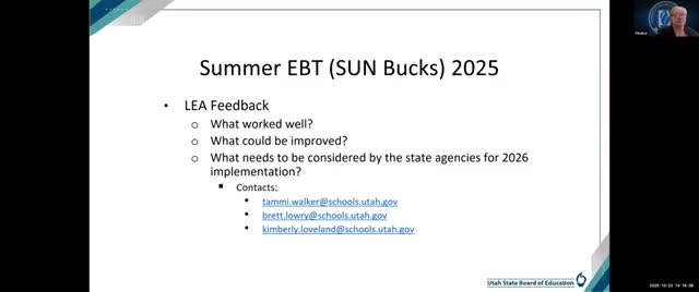 Child Nutrition: summer EBT reporting served 200,000+ students; S‑5 records to be primary collector for 2026
