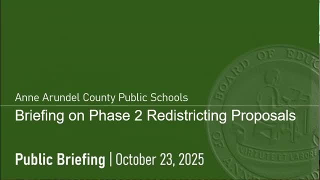 Anne Arundel schools present two Phase 2 redistricting recommendations, outline legacy transfer rules and impacts