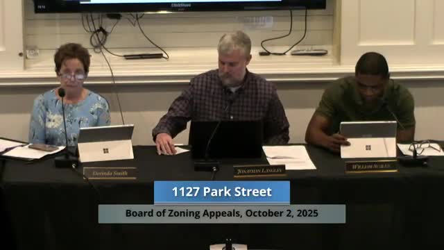 BZA denies variance to expand nonconforming home at 1127 Park Street; family sought larger bedroom for elderly resident