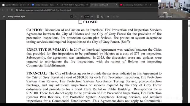 Helotes council approves interlocal agreement to resume fire inspections for Grey Forest