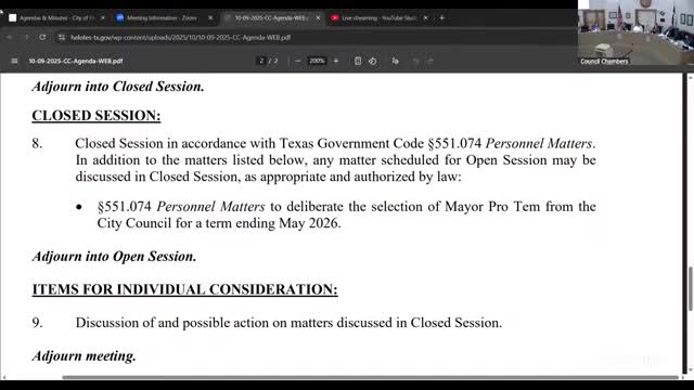 Council appoints Rick Sanders mayor pro tem after closed session