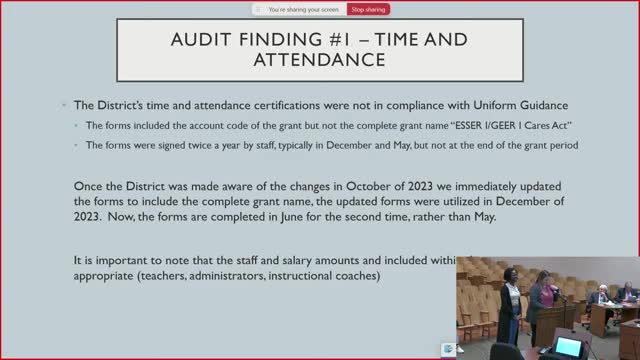 Board hears draft audit of roughly $18.6M in federal COVID relief funds; district disputes four findings