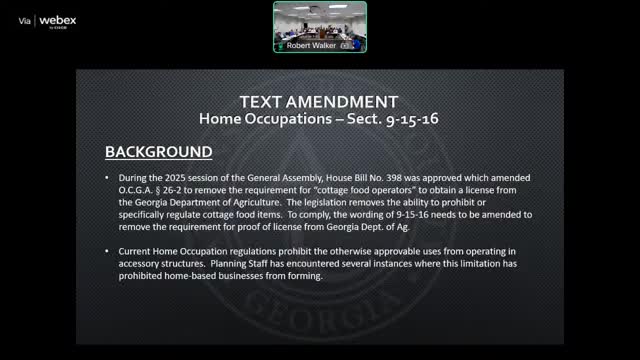 Planning Commission recommends approval of home‑occupation text amendment allowing accessory structures and clarifying language