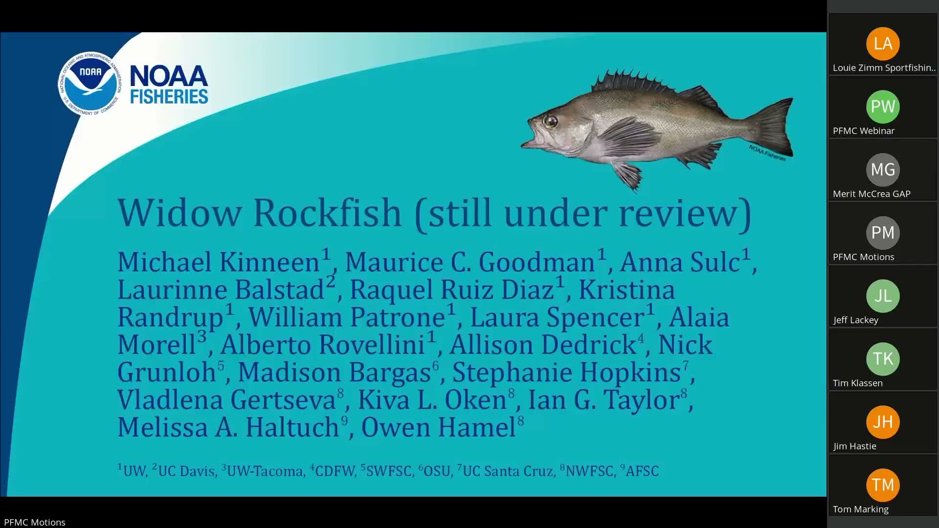 Widow rockfish update prompts supplemental review after large productivity change